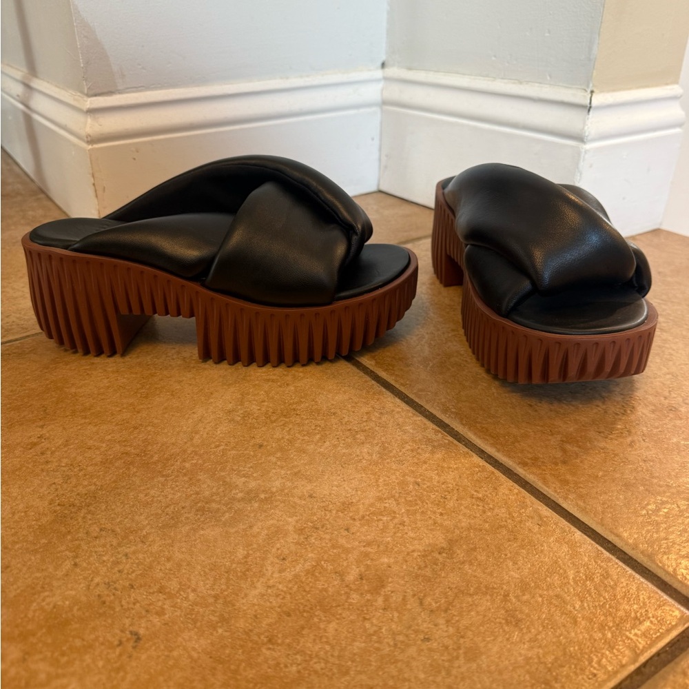 Never Worn 4CCCCEES Women’s Plia Anda  Black Platform Sandals